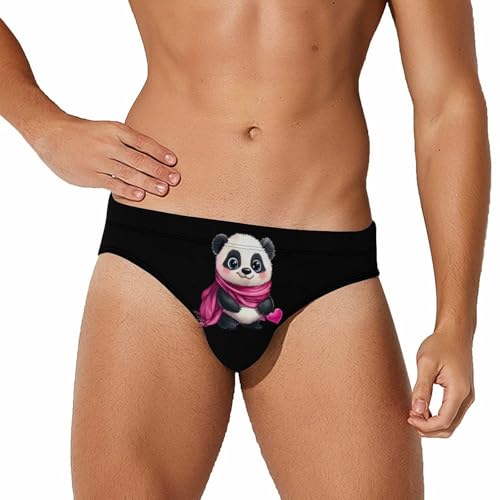 Cute Panda Men's Swimming Trunks Briefs Beach Swimwear Low Rise Bikini Swimsuit Print Bathing Suit