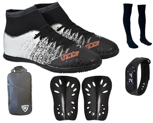 Chuteira Futsal Salão Quadra Nova Botinha Cano Alto Adulto Infantil Meião Mochila Relógio Caneleira