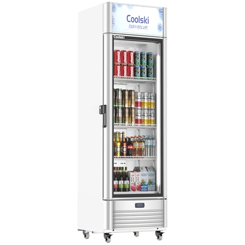 Image of Coolski 6.5 Cu.ft. Beverage Refrigerator and Cooler Commercial Glass Door Display Refrigerator with LED Lighting and Adjustable Shelves, Beverage Display Cooler for Drink, Soda, Beer