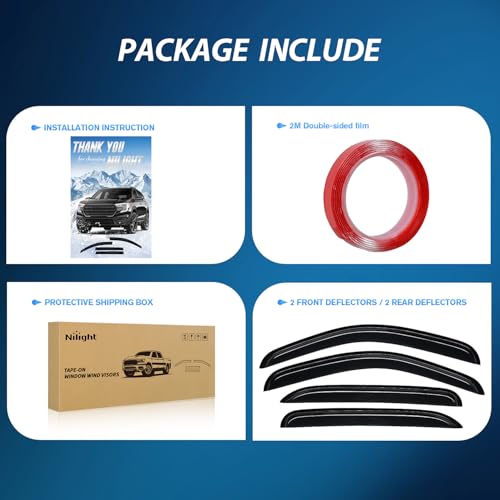 Image of Nilight Rain Guards for Chevy Silverado 1500 Crew Cab 2007-2013, 4PCS