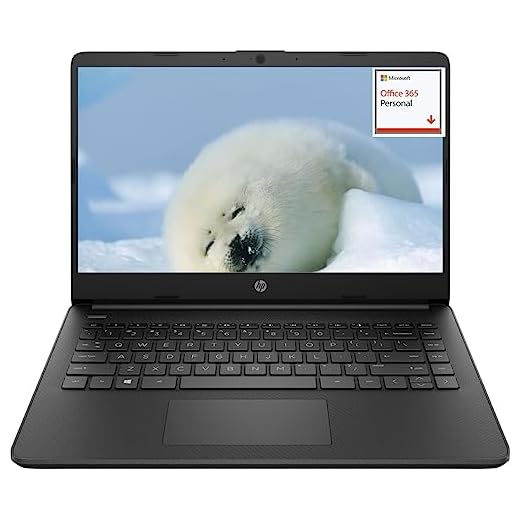 HP O mais recente laptop de 14 polegadas Ultral Light, processador Intel Quad-Core série N4000, 8 GB RAM, 64 GB eMMC, 1 ano de escritório 365, webcam, HDMI, WiFi, USB-A&C, acessório Win 11+GM Jet