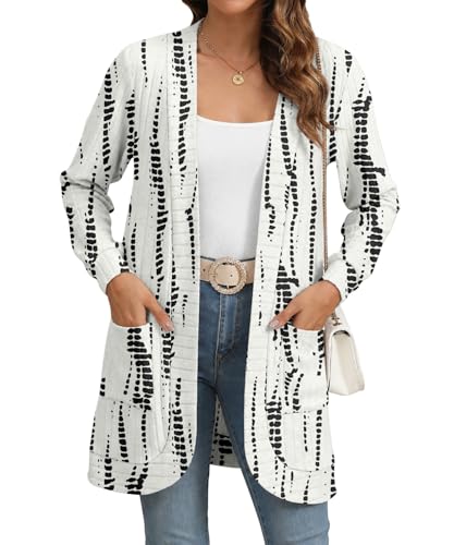 Image of YSYOKOW Cardigan Sweaters for Women Long Sleeve Open Front with Pockets | Long Cardigans for Women Lightweight Soft Casual Dressy Loose Fit Cardigan Sweater with Pockets for Work and Office