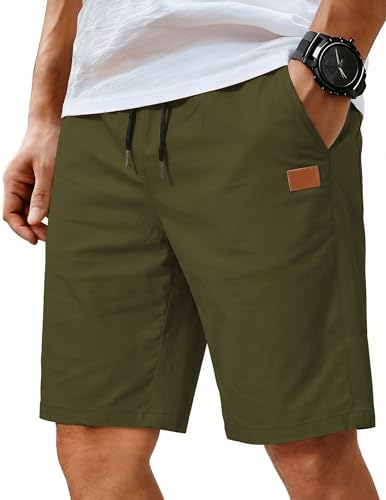 Image of COOFANDY Mens Casual Shorts Cotton Elastic Waist Drawstring Shorts Lightweight Summer Beach Shorts