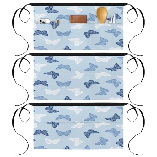 Tablier de cuisine court anti-tache avec poches pour le travail en bistrot