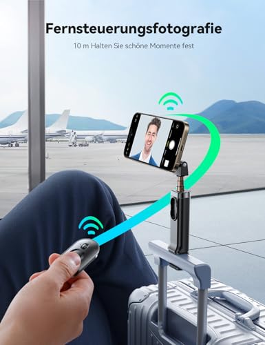JOYROOM MagSafe Selfie Stick 4 in 1 Reise Gadgets 360° Drehbar Ausziehbares Handyhalterung Flugzeug mit Stativ & Fernbedienung Handy Ständer für iPhone 17 16 15 Samsung Android Smartphones 4