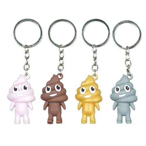 Damaiyyy Llavero de Divertidas Caca 4 PCS Colgante Llavero Llavero de Dibujos Animados para llaves de coche, bolso, mochila, regalo para teléfono móvil
