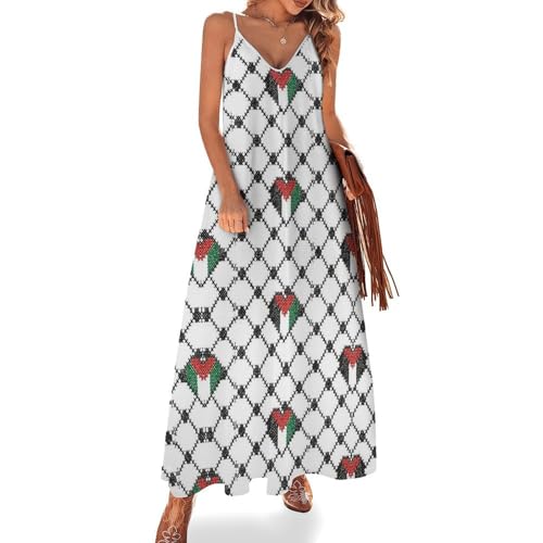 Maxi robe taille élastiquée et son imprimé cœur élégant à carreaux