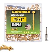 LIONMAX Wood Screws 1 Inch, Deck Screws #8 x 1", 100 PCS, Rust Resistant, Epoxy Coated, Exterior ...