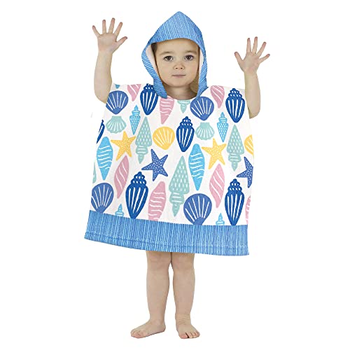 COUNTRY CLUB Kids and Baby Microfibre Hooded Beach/Swimming/Bathing Towel - Ages 18 months to 6 Years - Sealife/Sunshine/Shells/Unicorns/Mermaid/Dinosaurs/Octopus - 7 Styles to choose