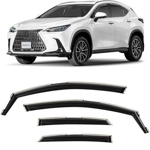 CLIM ART In-channel Wind deflectors for/compatible with Lexus NX 2022-2026 SUV - Rain deflector - Car accessories - Car wind deflectors - Sun, Rain & Noise Protection - Warranty -4 Set