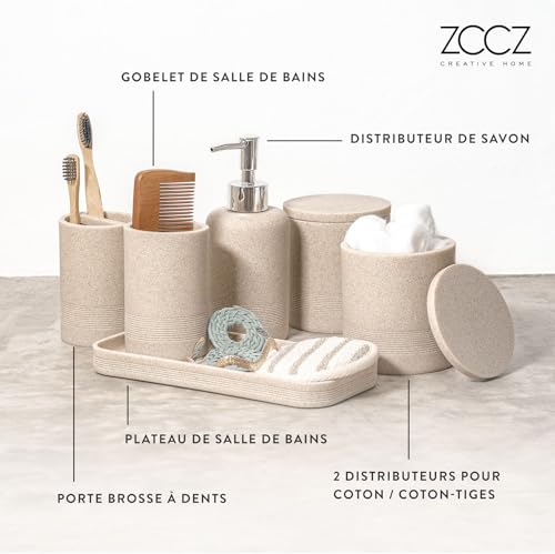 Set accessoires salle de bain 6 pièces polyrésine zccz