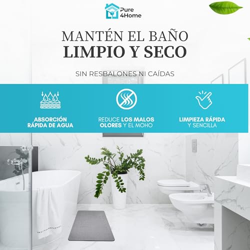 Miniatura 2 de Pure 4home Alfombra Diatomita Baño 60x40 Secado Rápido, Antideslizante Y Antibacteriana Alfombrilla Piedra Diatomita Super Absorbente Alfombrilla Diatomita - Stone Bath Mat Flechas