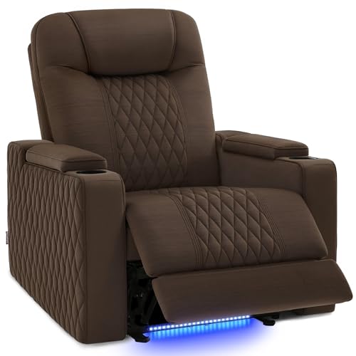 Image of MCombo Zero Gravity Oversized Power Recliner Chair for Adults with Power Headrest & LED Light, Fabric Recliner Chair for Living Room & Home Theater, USB & Type C Port, Armrest Storage HTS401