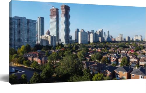 JOPZEMTYED Wall Art Frame Gallery Wall Decor Aerial townscape Mississauga Ontario Canada Modern Canvas Prints Artwork for Living Room Bedroom Office Kitchen 20x40Inch