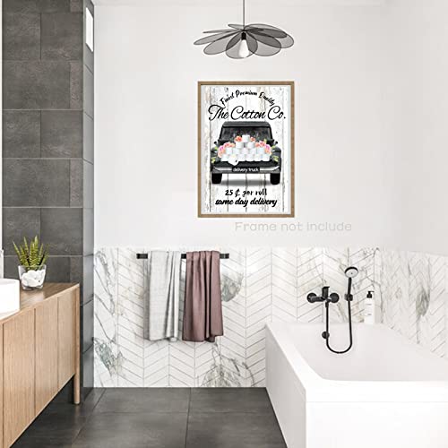 Bathroom Wall Art Farmhouse Wall Decor Funny Bathroom Quote Wall Art Vintage The Cotton Co Delivery Truck Sign Contemporary Matte Prints Home Decor For Restroom Toilet Bathroom 16X24Inch No Frame #TOP4