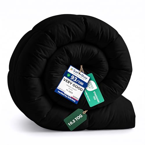 Image of Utopia Bedding Duvet Single,10.5 Tog Coverless Duvet With Corner Tabs, Box Stitched Quilt (Single, Black)
