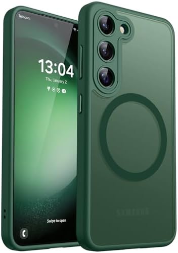 CANSHN für Samsung Galaxy S23 Hülle mit Kameraschutz, Matt Dunkelgrün