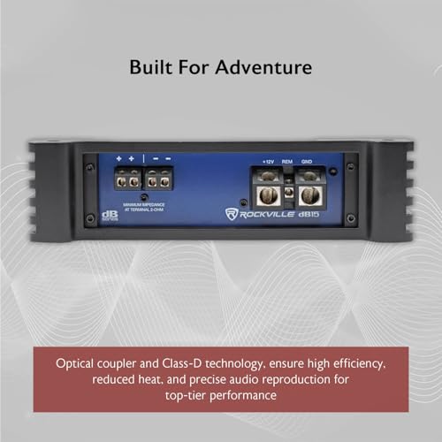 Rockville dB15 Mono Car Amplifier, 6000W, Class-D, Dyno-Certified, Subsonic Filter, EQ, Crossover, Bass Remote, Perfect for Subwoofers, and Car Audio
