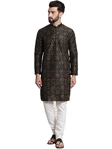 Image of SOJANYA (Since 1958 Men's Silk Blend Printed Kurta and Churidar Pyjama Set