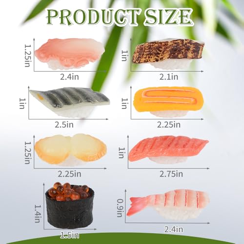HUIANER Fake Sushi 8Pcs Artificial Food Realistic Onigiri Dessert Simulation Sushi Model Food for Display Props Model Rice Roll Decoration - Thumbnail 2