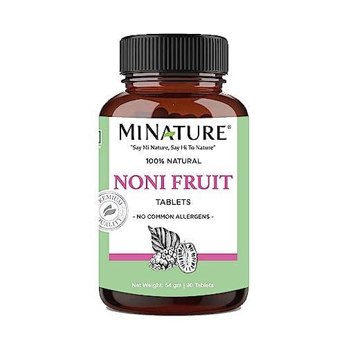 Noni Tablets by mi Nature | 90 Tablets, 1000 mg | 45 Days Supply | Noni Fruit Tablets | Vegan|