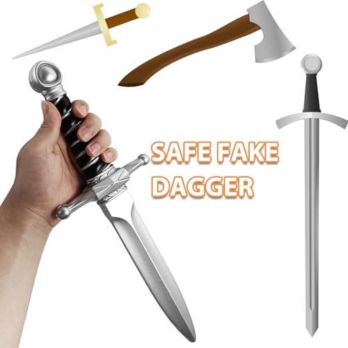 EaciTown Halloween Cosplay Sword 15\" Foam Swords Plastic Medieval Weapon Fake Dagger for Masquerade Cosplay Dagger Sliver