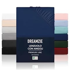 Dreamzie Lenzuolo con Angoli Matrimoniale 160x200 cm - Altezza Materasso fino a 33 cm- 100% Microfibra - Blu Scuro - Certificato Oeko TEX, Lenzuola Letto con Angoli ed Elastico