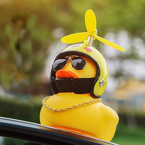JEYODA Yellow Duck Car Duck Decoration with Helmet Broken Wind Small Yellow Duck Road Bike Motor Helmet Riding Cycling Accessories 1pc (Yellow 2)