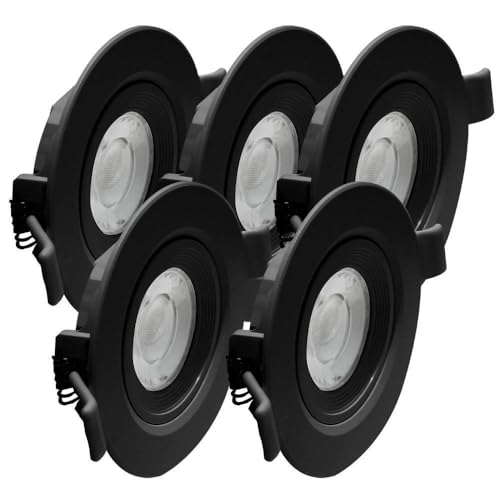 Arum Lot de 5 Spots LED Encastrables Extra Plats ASTURIE 7W (Eq. 75W) – Technologie CCT (Choix 3000K / 4000K / 6500K) – Orientables & Noir Mat – Trou...