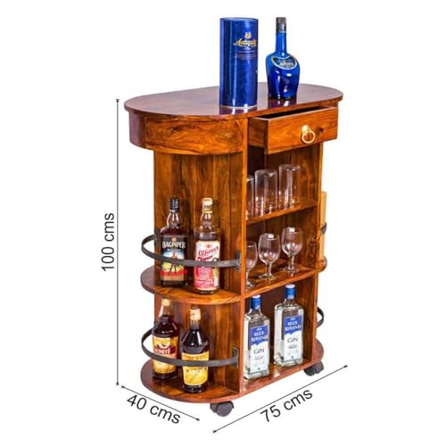 Image of Wooden Bar Cabinet for Home (Mahogany Honey)