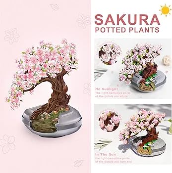Image of SKY LINE OCEAN Kid Mini Bricks Building Blocks Sakura Tree Model || 6 Months Structural Warranty || (426+ Pcs)