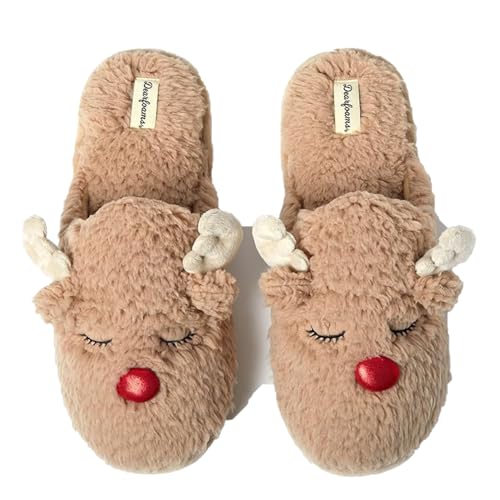 Dearfoams Men's Funny Ugly Christmas Sweater Holiday Scuff Slipper, Men's Reindeer, Large