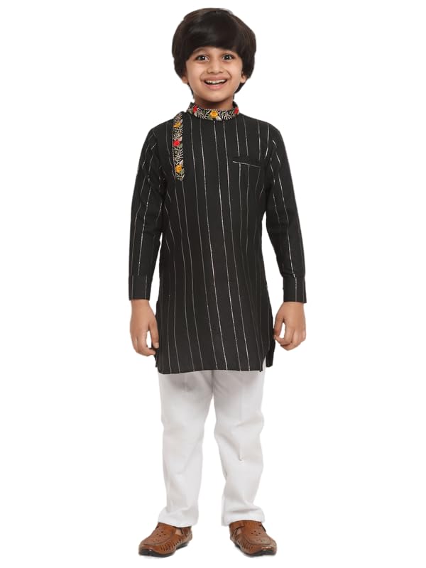 Image of Traditional Ethnic Wear Cotton Kurta Pyjama Set For Kids & Boys