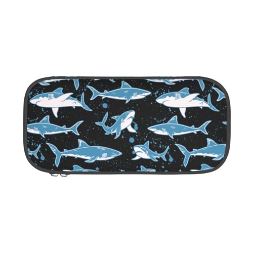 Image of Shark Pencil Case Aesthetic Large Capacity Pen Pouch | Storage Bag with Compartments for Travel School Office Organizer