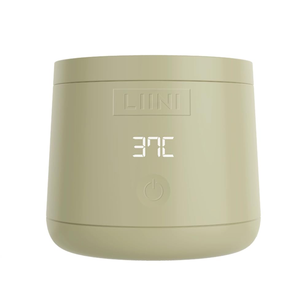 LIINI 4.0 PRO podgrzewacz do butelek z akumulatorem, 75 W, oliwkowy – IP66 odporny na kurz i wodę strumienną, 4 stopnie 37/40/45/50°C, akumulator 15 000 mAh, w podróży i w domu, kabel USB-C aluminiowy