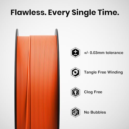 Image of NUMAKERS PLA+ 3D Printer Filament, 1.75mm, Dimensional Accuracy + /- 0.03 mm, 1 kg Spool (2.2 lbs), Compatible with Most FDM Printers (Fluorescent Orange)