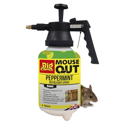 The Big Cheese Anti Mouse 1 L Pressure Sprayer Mouse Biting and Chewing Deterrent/Repellent Mint Scented Non-Toxic Ready-To-Use