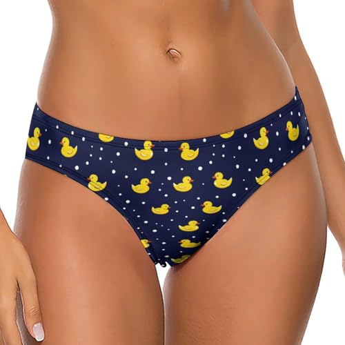 AOOEDM Tanga de Goma con Estampado de Pato Amarillo para Mujer, Ropa Interior Sexy con Espalda en T