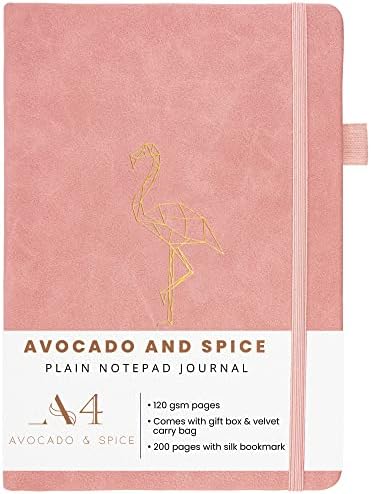 Sketch A4 by Avocado and Spice® Faux Leather A4 Sketching Pad with Gift Box & Velvet Bag  Premium Blank Page Journal - Sketch Books for Drawing A4 Pretty Notebook with 200 Thick Pages (Pink, Plain)