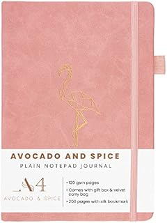 Sketch A4 by Avocado and Spice® Faux Leather A4 Sketching Pad with Gift Box & Velvet Bag  Premium Blank Page Journal - Sketch Books for Drawing A4 Pretty Notebook with 200 Thick Pages (Pink, Plain)