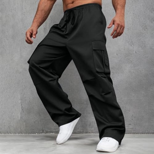 Mens Cargo Pants Relaxed Fit Lightweight Drawstring Tactical Pants Casual Outdoor Hiking Pant with Multiple Pockets3