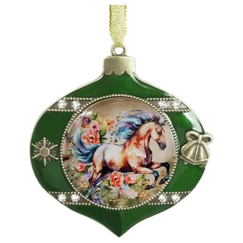 FQJNS Annual Edition Little Christmas Ornament White Horse Watercolor Holidays Ornaments Creative Glass Ornament Christmas Tree Home Decoration Cover