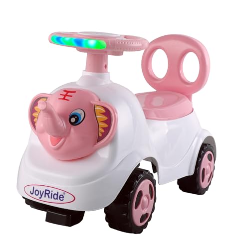 Image of JoyRide Ride on & Car for Kids with Music & Horn Steering, Push Car for Baby with Backrest,Under Seat Storage & Big Wheels, Ride on for Kids 1 to 3 Years Upto 25 Kgs (Elephant, Pink)