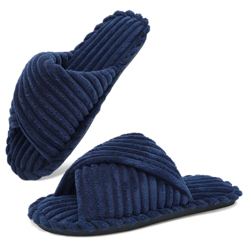 Slippers for Women House Bedroom Corduroy Crossbands Slide Indoor Outdoor Shoes