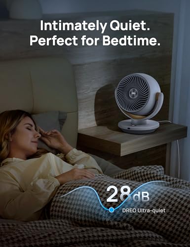 Image of DREO Fan for Bedroom, Desk Air Circulator Fan with Remote, 11 Inch Table Fans for Whole Room, 60ft Powerful Airflow, 120 Vertical Manual +90 Oscillating, 4 Speeds, 8H Timer, Quiet Fan, Home