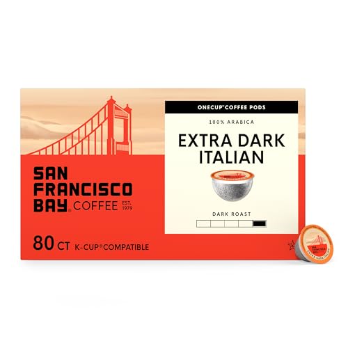 Image of San Francisco Bay K-Cup Coffee Pods, Extra Dark Italian (80 Ct), Dark Roast, Commercially Compostable Single-Serve Coffee Pods