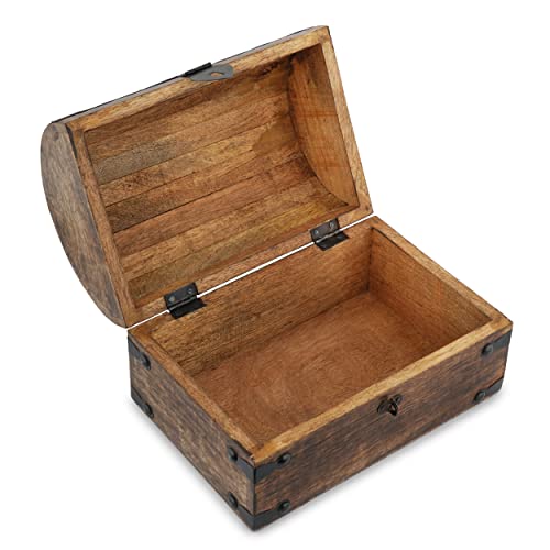 Ajuny Treasure Chest Keepsake And Jewelry Box Wood - Treasure Box Multipurpose Use As Jewelry Storage, Trinket Holder Or Watch Box, Great For Gifts #TOP1