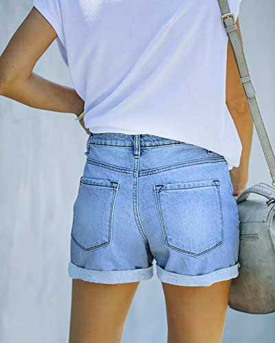 Image of CHICZONE Womens Mid-High Waisted Stretchy Denim Jean Shorts