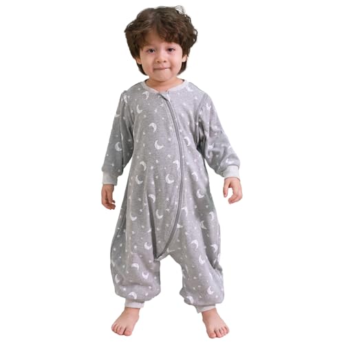 Image of 0.5 Tog Wearable Blanket with Detachable Long Sleeves, Footie Jumpsuit for 9-36 Months