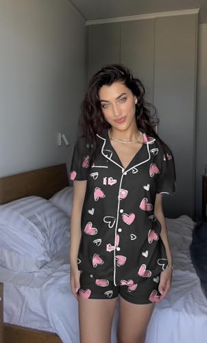 Image of Ekouaer Pajamas Set for Women Short Sleeve Sleepwear Button Down Pjs Soft 2 Piece Lounge Sets XS-XXXL